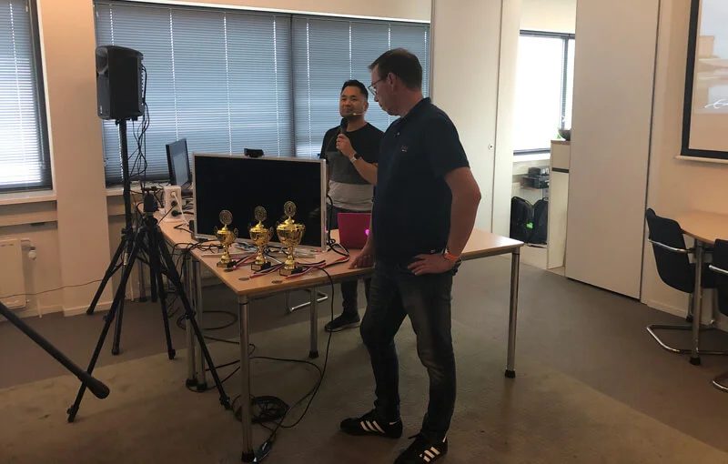 Zach Soijo hosts a live workshop with trophies ready on the table